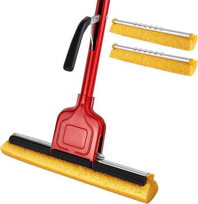 Cellulose Sponge Pop Up Sponge Mop with 2 Swop Roller Sponge mop Suitable for Wood, Ceramic Tiles and Other Flat Floors (1 Handle and 2 Heads) - NeatNest