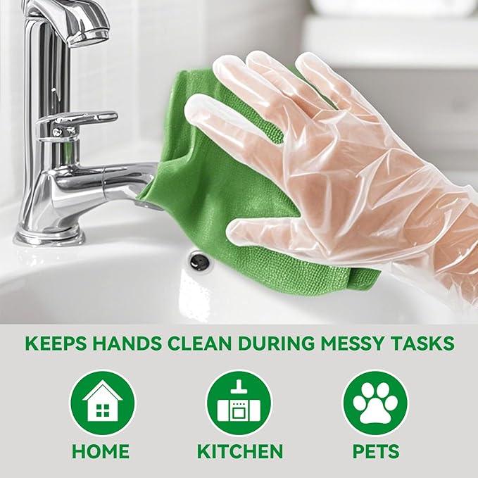 Plastic Gloves Disposable, Latex & Powder Free, Oil-Proof, Thick Clear Gloves Safe for Food Handling, Cooking, Kitchen - NeatNest