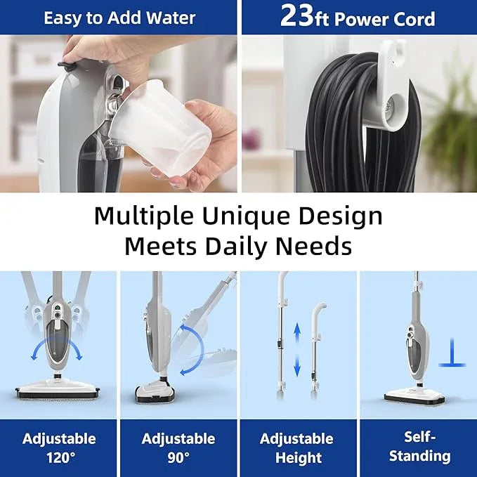 Steam Mop - 10-in-1 MultiPurpose Handheld Steam Cleaner Detachable Floor Steamer for Hardwood/Tile/Laminate Floors Carpet with 11 Accessories for Whole Home Use. - NeatNest