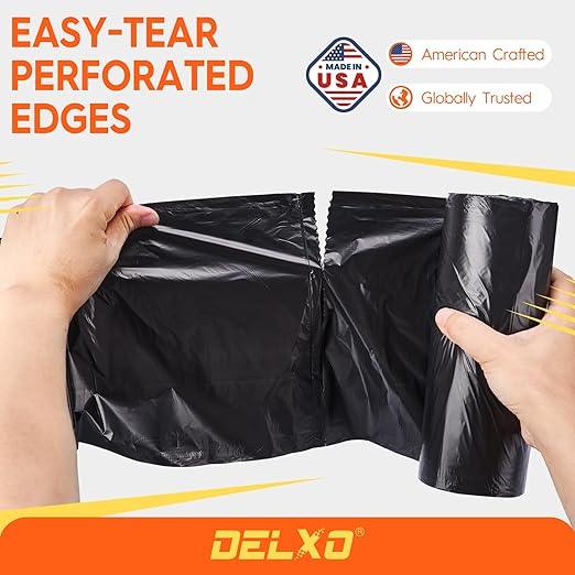 Delxo 55-60 Gallon Trash Bags, 100 Count – 0.9 Mil Medium Duty Garbage Bags, Durable & Puncture-Resistant Plastic Bolsas para basura, Perforated Design– Made in USA for Kitchen, Yard, Office (Black) - NeatNest