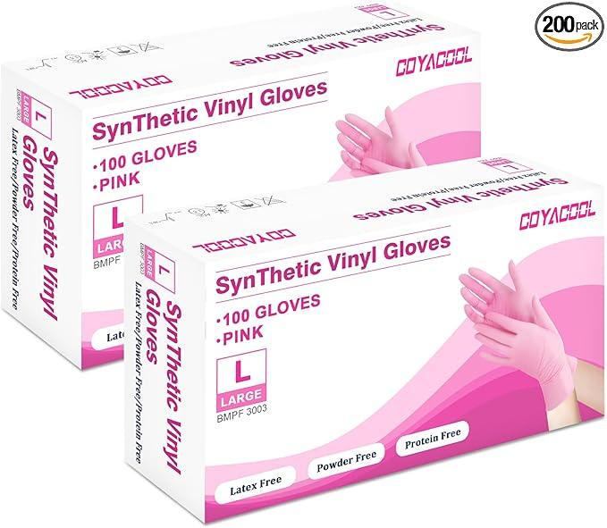 Disposable Gloves Large, Nitrile and Vinyl Blend Material Gloves, Latex Free 4 Mil 200 Pc Food Grade Glove for Cleaning, Food Prep,Hair Dye,Tattoo, Pink - NeatNest