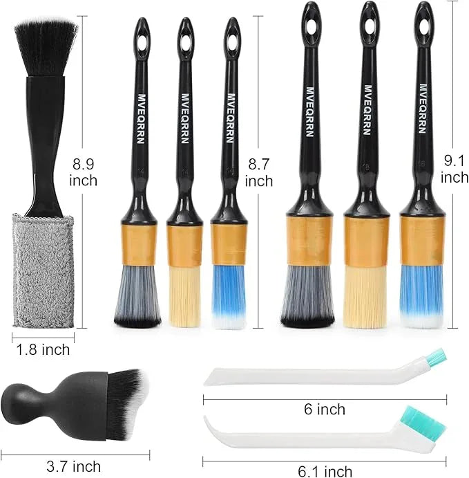 10PCS Car Detailing Brush Set,Boars Hair Car Cleaning Detail Brush kit,Ultra Soft No Scratch Car Dust Brush,Car Interior Detailing Brushes Kit,Detail Brushes Car Detailing for Interior Exterior(gold) - NeatNest