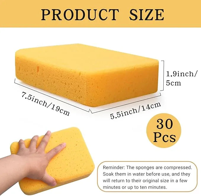 30 Pcs Large Sponges Bulk 7.5 x 5.5 x 1.9 Inch Yellow Grouting Sponge Non-Scratch Scrubber Car Wash Thick Heavy Duty Scrub Sponges Multifunctional Sponge for Cleaning Dishes Car Tile Crafts Supplies - NeatNest