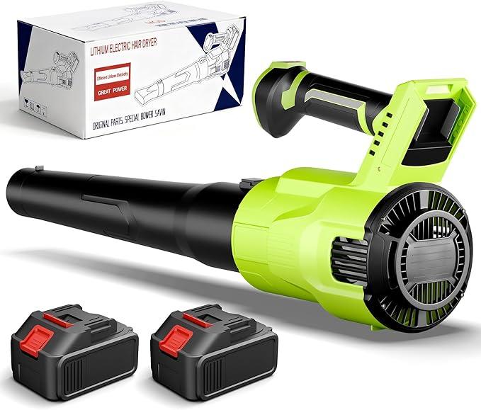 Electric Leaf Blower Cordless, 200 MPH Wind Speed, 2 x 4.0Ah Batteries, Handheld Leaf Blowers for Lawn Care, Stepless Speed Control, Portable Lightweight Grass Blower for Yard, Patio - NeatNest