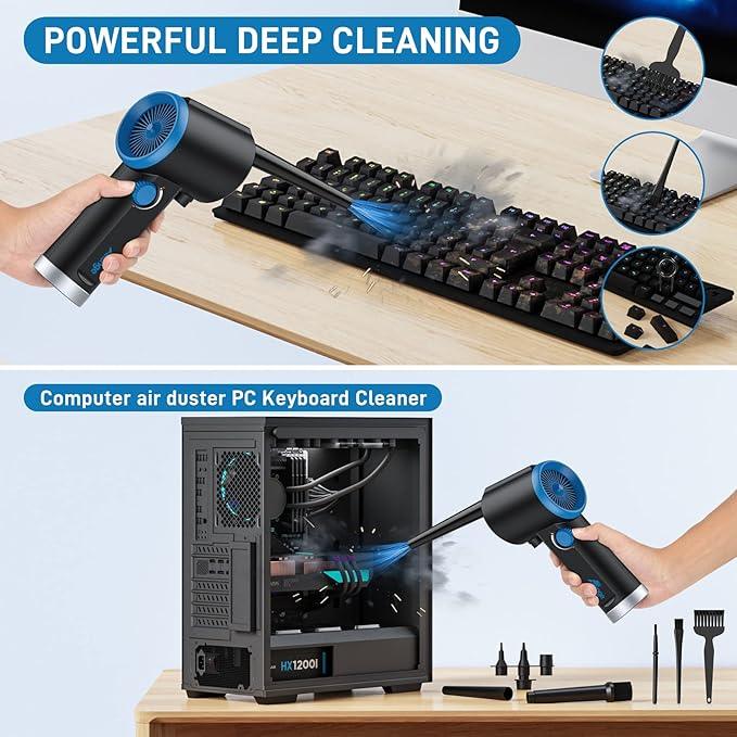 ATEngeus Compressed Air Duster, Electric Air Duster, Cordless Air Duster for Computer, Stepless Speed, Keyboard Cleaner, Replace Canned Air, Brushless Motor, 6000mAh - NeatNest