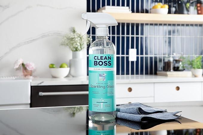 CleanBoss Sparkling Glass Cleaner, Streak-Free Formula for Windows and Mirrors, Plant-Powered (2) - NeatNest