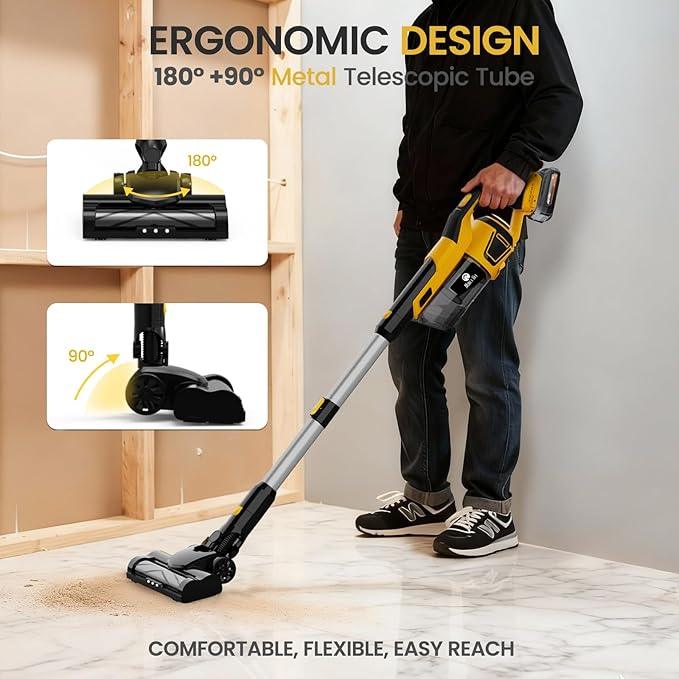 190W Brushless Cordless Vacuum Cleaner Compatible with DeWalt 20V Battery (Tool Only), 20KPa Portable 5-in-1 Lightweight Stick Handheld Vacuum with HEPA Filter for Car Home Carpet Hardfloor Pet Hair - NeatNest