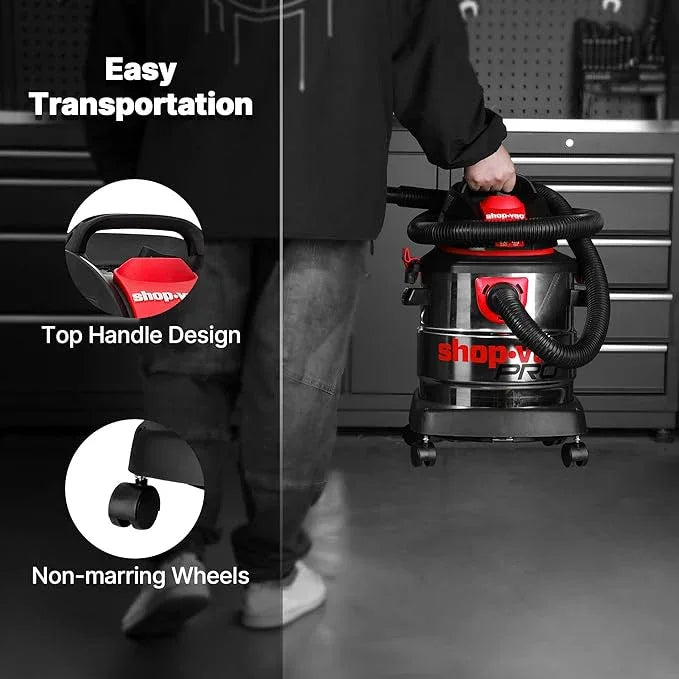 Shop-Vac 5 Gallon 4.5 Peak HP Wet/Dry Vacuum, Stainless Steel Tank, Portable Shop Vacuum with Filter, Hose and Accessories for Garage, Workshop. 5920588 - NeatNest