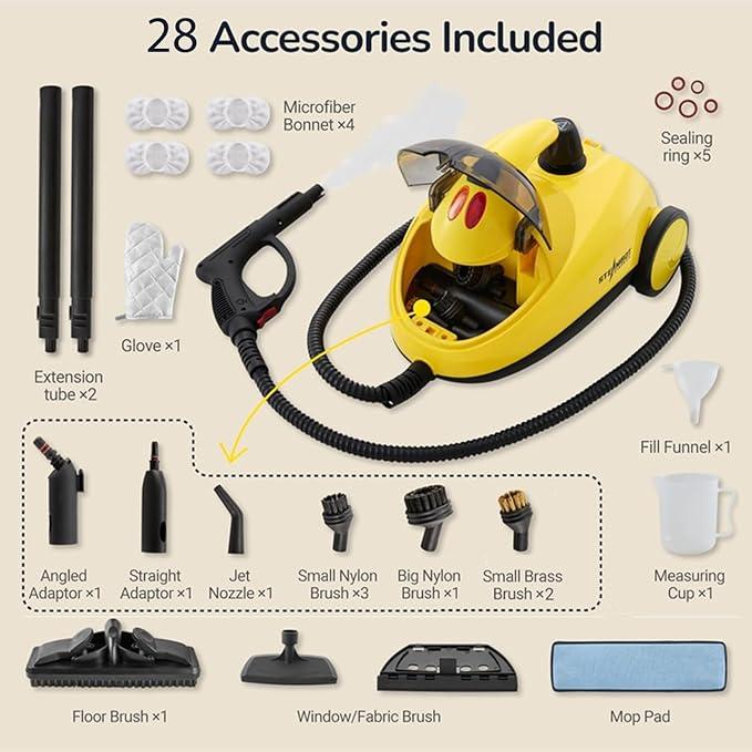 Steam Cleaner with 28-in-1 powerful, deep cleaning for home, floor, car, tiles, grout, oven,grove,range, wall and window in kitchen, living room,bathroom, high temperature steam cleaning - NeatNest
