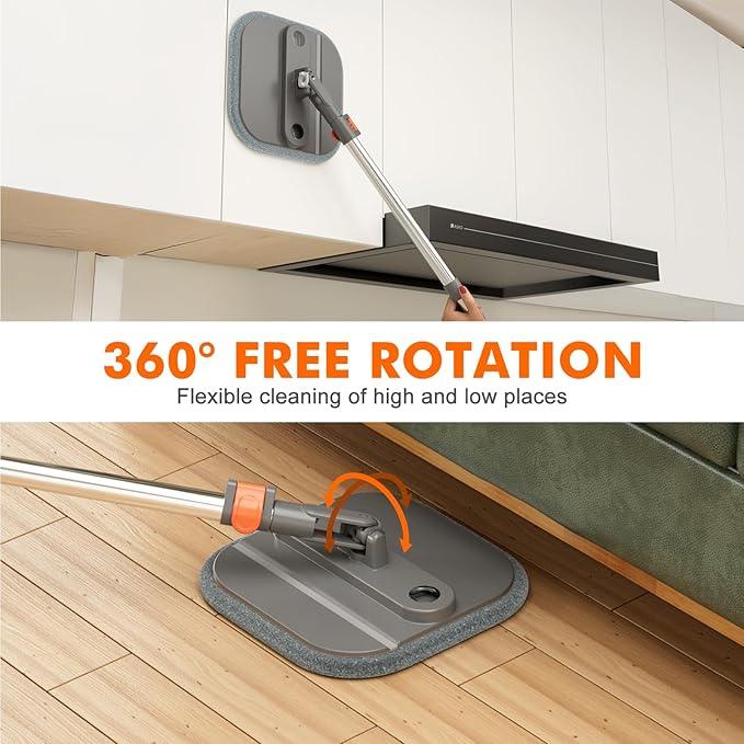 Upgraded Spin Mop and Bucket Set Self-Standing Mop Bucket Separate Dirty and Clean Water System Self Wringing 360° Rotating 90° Foldabl Mops and Buckets for Floor Cleaning (Dark Gray, 2Pads) - NeatNest