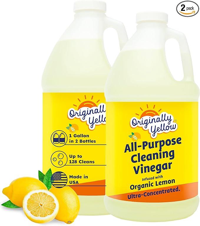 Originally Yellow Lemon White Vinegar For Cleaning Purpose | USA Made All Purpose Cleaner | Use as Glass, Kitchen & Floor Cleaner | Plant Derived Cleaning Vinegar 1 Gallon in 2 pack | 128 Oz - NeatNest