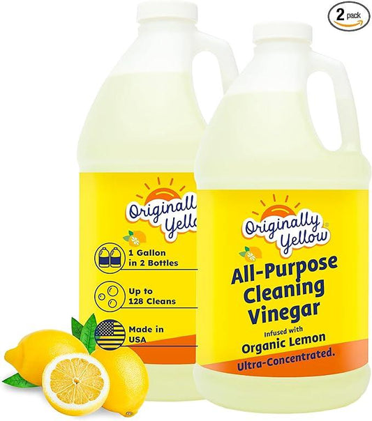 Originally Yellow Lemon White Vinegar For Cleaning Purpose | USA Made All Purpose Cleaner | Use as Glass, Kitchen & Floor Cleaner | Plant Derived Cleaning Vinegar 1 Gallon in 2 pack | 128 Oz - NeatNest
