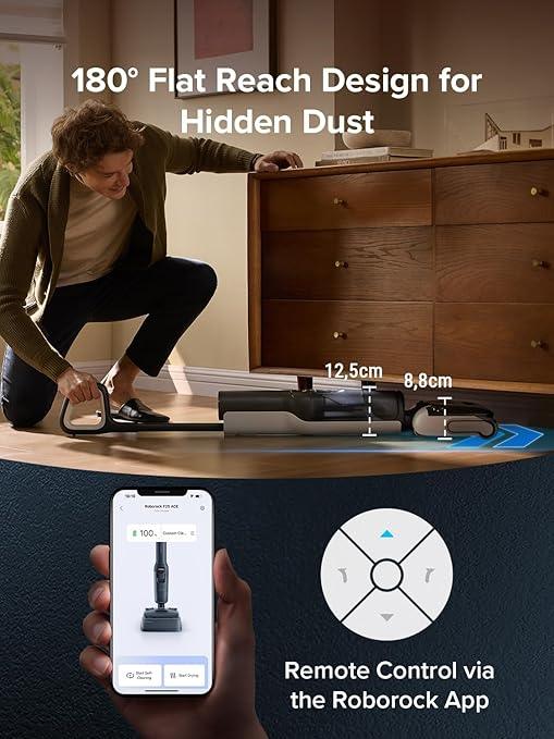 roborock F25 ACE Wet Dry Vacuum Cleaner, Cordless Vacuum Mop All in One for Hard Floor, 20000Pa Hardwood Floor Cleaner with Zero Tangle, 194°F Hot Air Flash Drying Electric Mop, 180° Lie Flat, WiFi - NeatNest