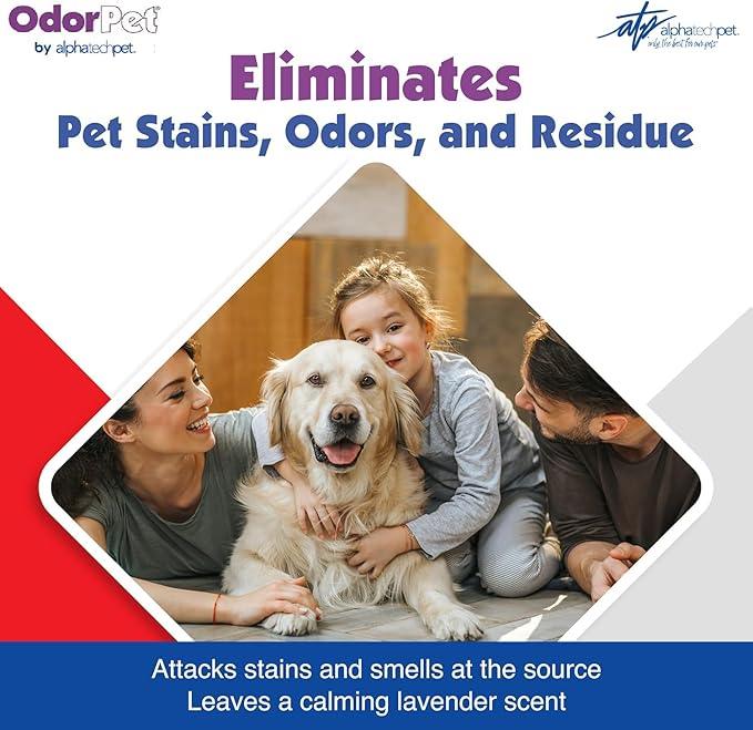 OdorPet Pet Stain Remover and Odor Eliminator - 64 Oz (Makes 2.55 Gallons of Working Solution) Non Staining, Professional Strength, Black Cherry Scent by Alpha Tech Pet - NeatNest