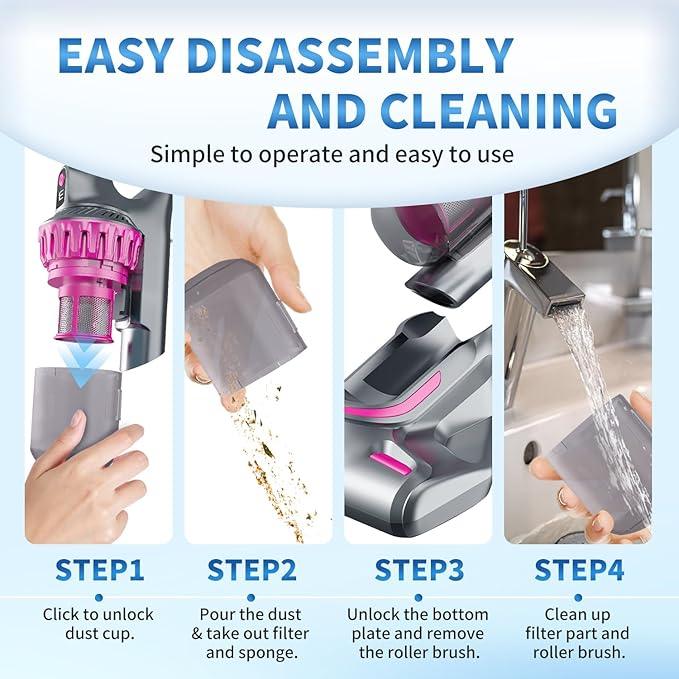 PATO Mattress Vacuum Cleaner, 10KPa Suction with UV-C Light & HEPA Filter, 4-in-1 Bed Cleaner for Sofa, Car, Carpet, Pet Hair - NeatNest