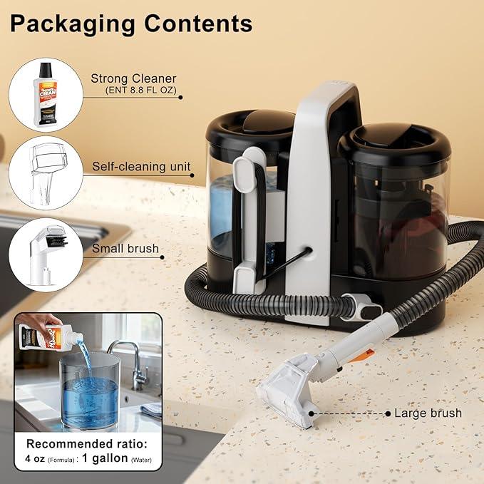 Carpet & Upholstery Spot Cleaner, High-Power 18KPa Suction Shampooer for Pet Stains, Furniture, Couch, Stairs & Auto Interiors, Portable Design with Dual Brush Tools and Large Water Tanks - NeatNest