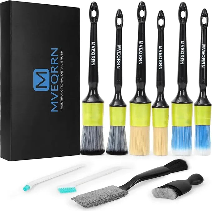 10PCS Car Detailing Brush Set,Boars Hair Car Cleaning Detail Brush kit,Ultra Soft No Scratch Car Dust Brush,Car Interior Detailing Brushes Kit,Detail Brushes Car Detailing for Interior Exterior(green) - NeatNest