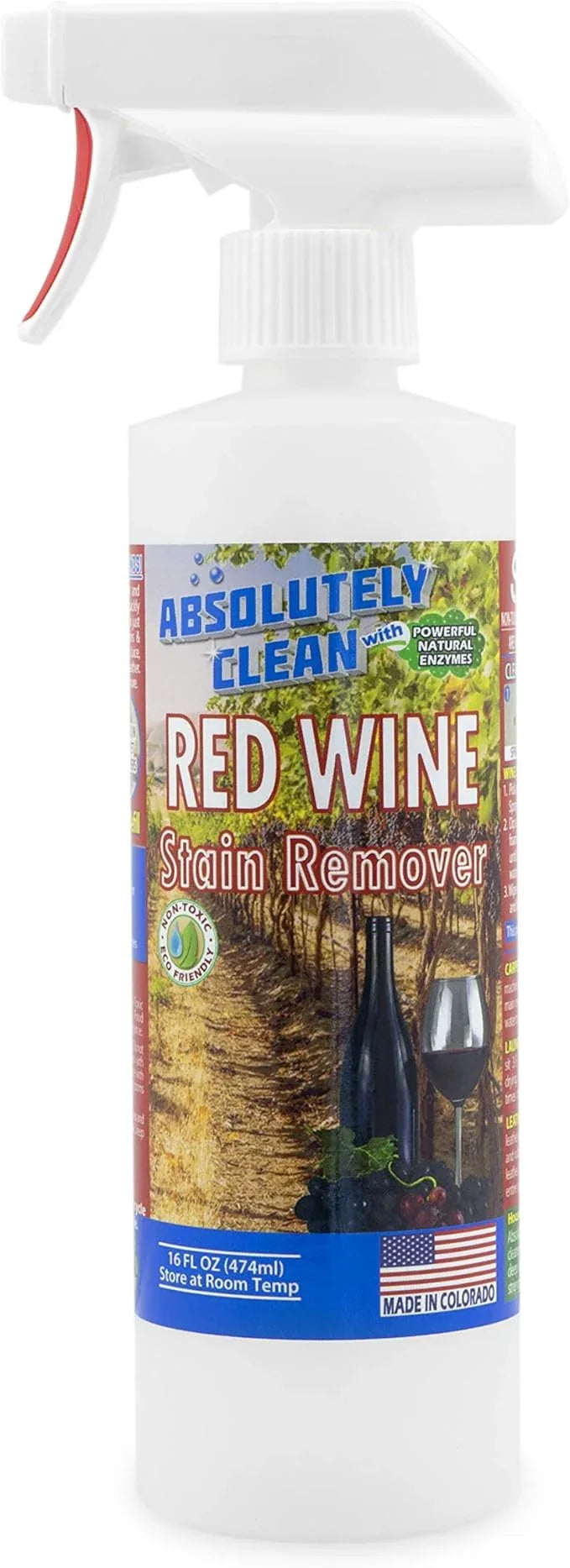 Amazing Red Wine Stain Remover – Natural Enzymes Eliminate Wine Stains Fast - Cleans Carpet, Upholstery, Clothing, Table Cloth & More - USA Made (16oz) - NeatNest
