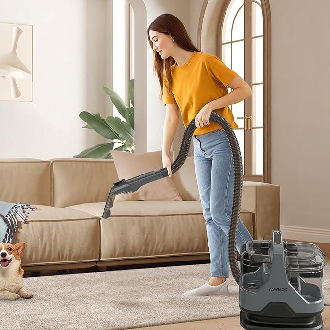 COSTWAY Upholstery Cleaner Machine, Portable Spot Cleaner with 15Kpa Powerful Suction, 600W Cleaning Machine with Versatile Attachments for Couch, Stairs, Carpet, Pet Messes - NeatNest
