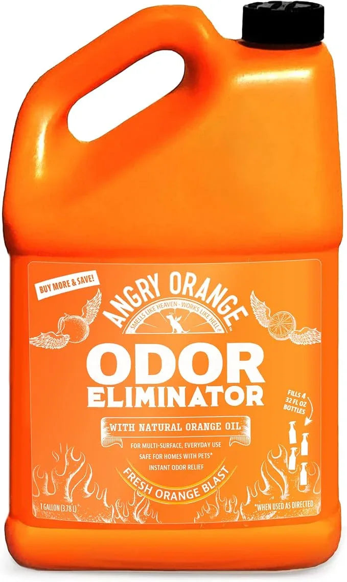 Angry Orange Pet Odor Eliminator for Dog and Cat Urine, Carpet Stains, and Strong Smells – Citrus Cleaner with Natural Orange Oil – 1 Gallon - NeatNest