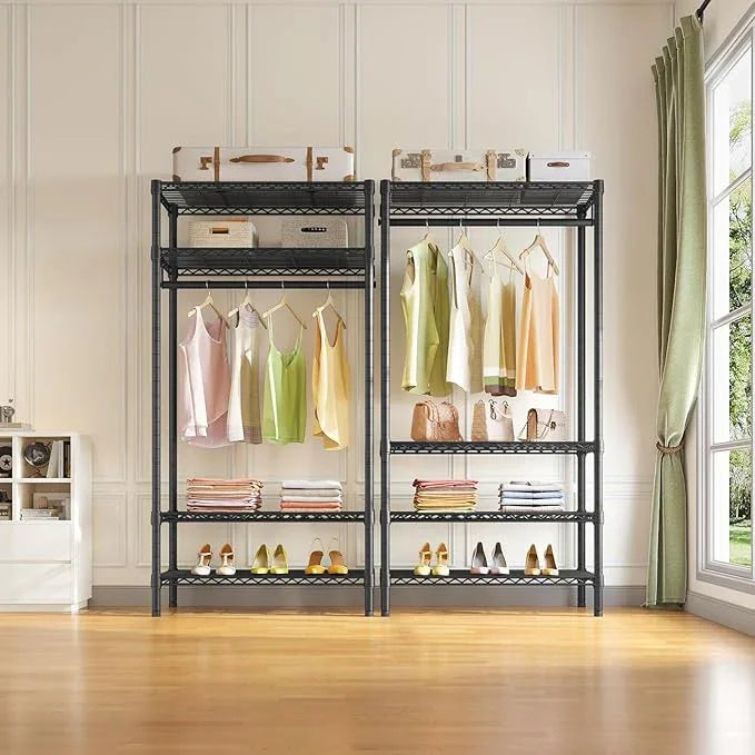 VIPEK V1 Medium Portable Garment Racks 440lbs Load Capacity, Heavy Duty Clothes Rack with 4 Tiers Adjustable Shelves & Hanging Rod, Compact Space-Saving Storage for Small Apartments/Dorms (Black) - NeatNest