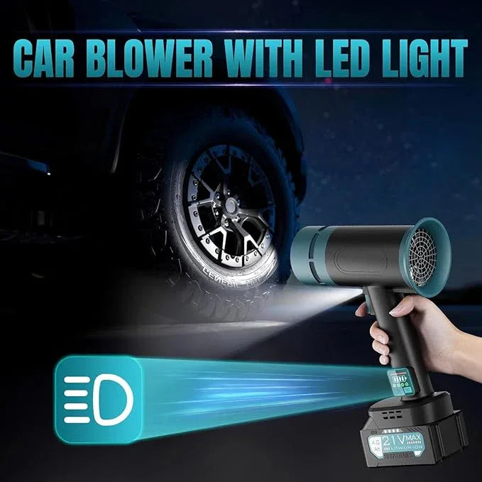 Turbo Dryer Blower for Car, Leaf Blower Cordless with Extended Tube and Led, 64mm Brushless Motor 550CFM Car Dryer Air Blower, 21V 4.0Ah Battery Pack and Charger, for Car Drying, Yard and Snow Cleanup - NeatNest