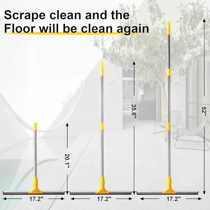 17.2"Professional Floor Scrubber Shower Squeegee,Rubber Silicone Broom with Long Stainless Steel Handle for Kitchen, Swimming Pool, Concrete Floors,Shower Tiles,Garages,Windows,Glass,Pet Hair Removal - NeatNest