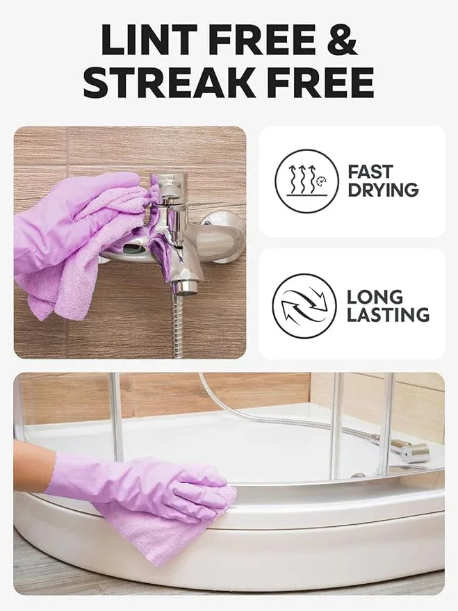 Fantasticlean Microfiber Cleaning Cloth Roll -75 pack, Tear Away Microfiber Towels, 12" x 12", Reusable, Washable, Scratch Free, Ultra Absorbent Dishcloth for Home Supplies, Car, Pet, Kitchen (Purple) - NeatNest