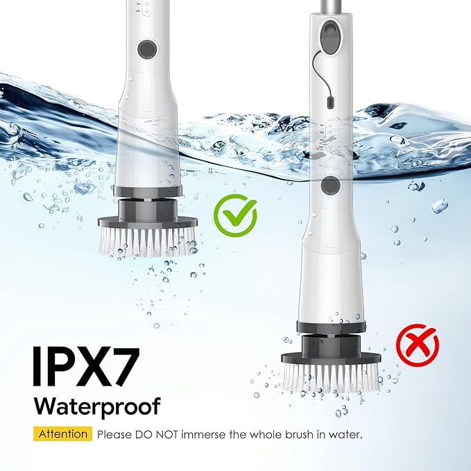 Electric Spin Scrubber, 2025 New Cordless Cleaning Brush, Shower Cleaning Brush with 7 Replaceable Brush Heads, Power Scrubber 3 Adjustable Speeds, Detachable Long Handle & IPX7 Waterproof - NeatNest