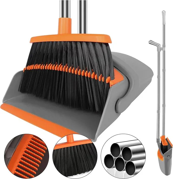 Broom and Dustpan Set for Home, Broom with Dustpan Combo Set, 51" Long Handle Dust Pan Set for Household - NeatNest
