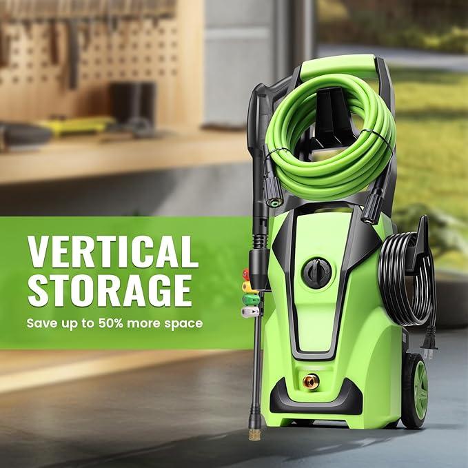 Electric Pressure Washer 5000 PSI 3.8GPM Power Washer with 33FT Hose and 4 Nozzles for Cars/Fences/Driveways/Home/Patios Cleaning, Green - NeatNest
