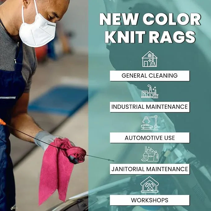 Premium Color Knit Cleaning Cloths (5 lbs. Compressed Box) – Shop Rags Bulk for Workshops, Mechanics, Painters, and Home Use, Multipurpose Cotton T-Shirt Rags - NeatNest