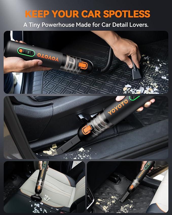 Car Vacuum, Handheld Vacuum Cordless with 21000Pa Powerful Suction & 3 Modes, 4-in-1 Portable Hand Held Mini Vacuum Cleaner Rechargeable, Ultra Light for Car Home Office (Black) - NeatNest