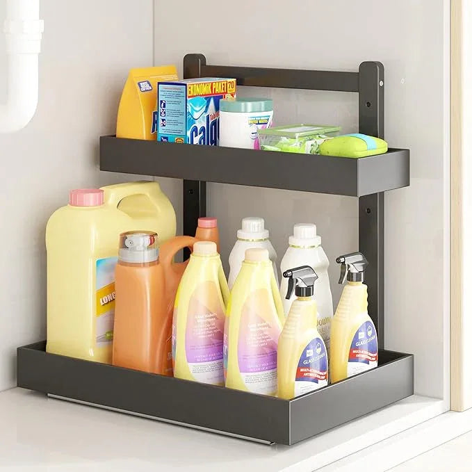 Under Sink Organizer - 1-Tier Pull Out Cabinet Organizer Vertical Slide Out Sink Shelf Storage Shelves for Multi-Purpose Bath Kitchen Bathroom Medicine (Black, 1 Pack) - NeatNest
