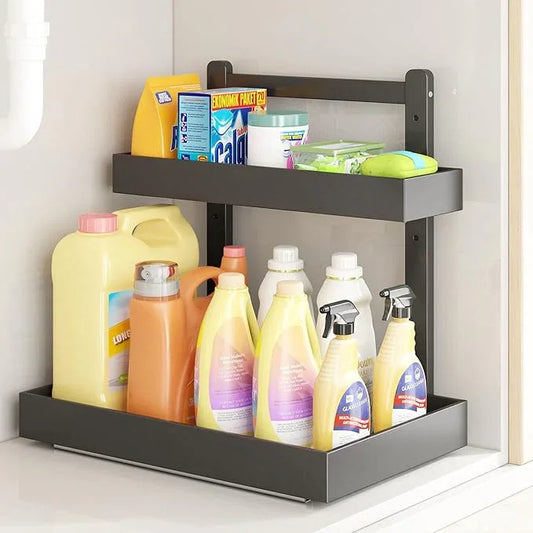 Under Sink Organizer - 1-Tier Pull Out Cabinet Organizer Vertical Slide Out Sink Shelf Storage Shelves for Multi-Purpose Bath Kitchen Bathroom Medicine (Black, 1 Pack) - NeatNest