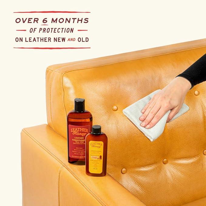 Leather Honey Cleaner and Conditioner Bundle with 16oz Spray Cleaner with UV Protectant and 8oz Conditioner - NeatNest