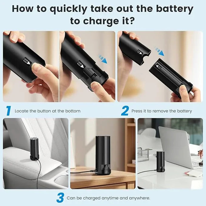 Cordless Car Vacuum Cleaner with Removable Battery as 35W Power Bank, 6-in-1 Handheld Vacuum Blower Set,18000PA Mini Vacuum Cleaner 6000mAH with Brushless Motor for Car Home Pet Cleaning - NeatNest