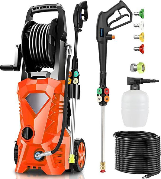Pressure Washer 5000PSI Power Washers Powered with 33ft Hose, 4 Nozzle and Foam Cannon, Powerwashers Cleaner Machine for Home, Cars, Orange - NeatNest
