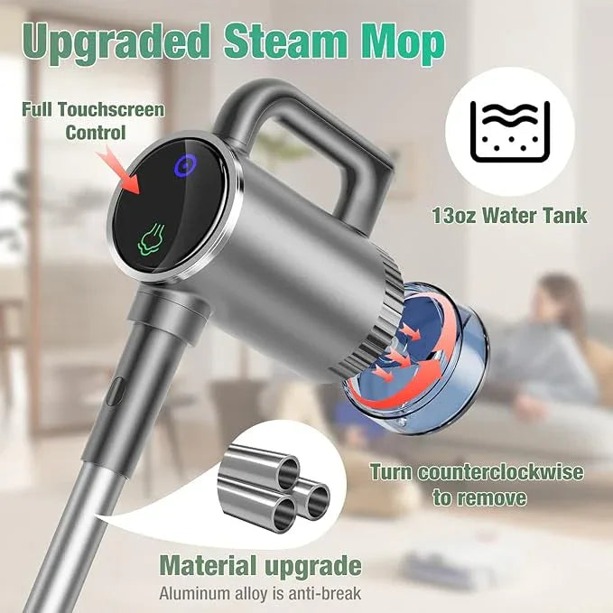 11-in-1 Steam Mop - Detachable Handheld Steam Cleaner with 380mL Tank, 260℉ Floor Steamer for Hardwood, Tile, Grout, Windows, Bath & Kitchen - 3-Level Steam Control, Multi-Purpose Floor Steam Cleaner - NeatNest