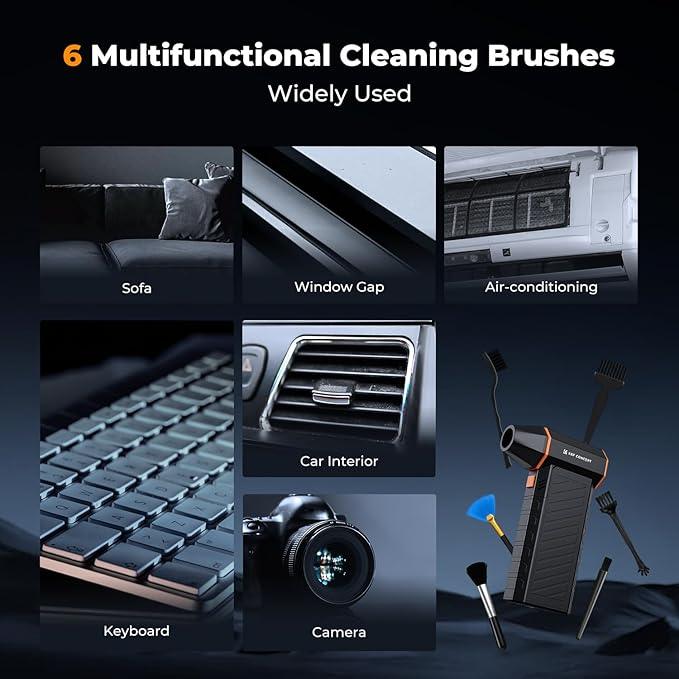 K&F Concept 2-in-1 Magnetic Compressed Air Duster, Electric Air Duster|300000RPM Vacuum Cleaner|3 Gear|Super Wind Power|Rechargeable Brushless Motor|for Computer, Keyboard, Car, Home,Outdoor Cleaning - NeatNest