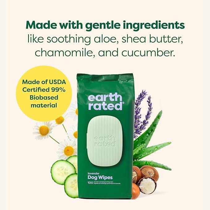 Earth Rated Dog Wipes, Hypoallergenic, Cleaning and Hydrating, for Grooming Paws, Body and Butt, Lavender Scented, 400 Count - NeatNest