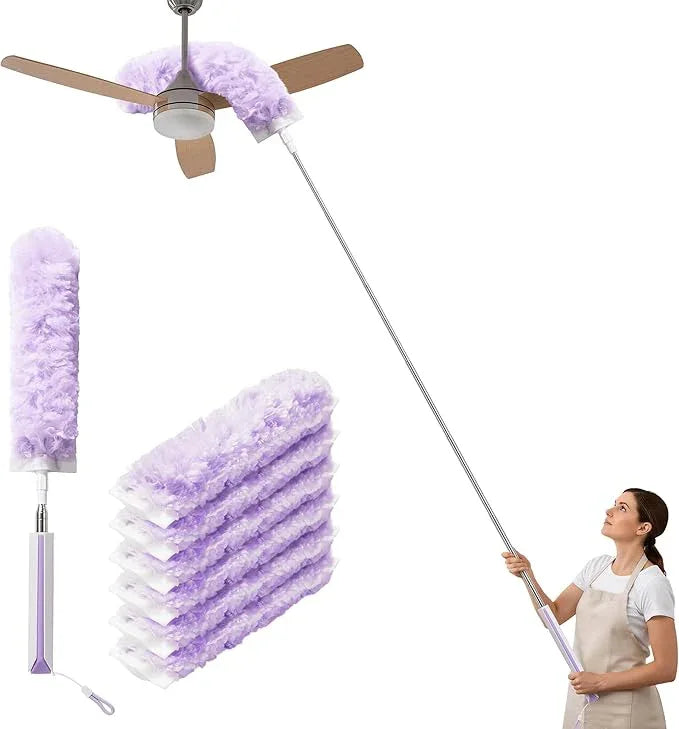 JOYMOOP Ceiling Fan Cleaner Duster and Cobweb Duster with Extension Pole, 28–98 Inch Handle and 6 Refills for High Ceilings and Furniture - NeatNest