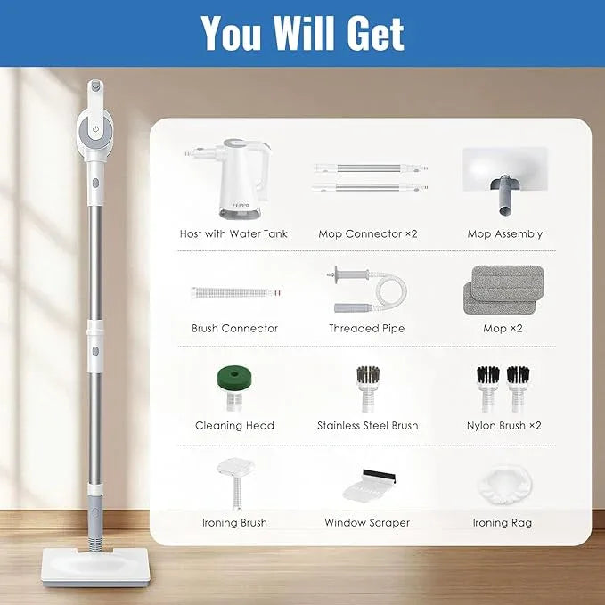 FEPPO Steam Mop & Detachable Handheld Steam Cleaner for Home and Floor Cleaning, 15s Heat-Up, 230°F Floor Steamer for Deep Cleaning with Multi-purpose Attachments Hardwood Floors, Tile,Grout,Furniture - NeatNest