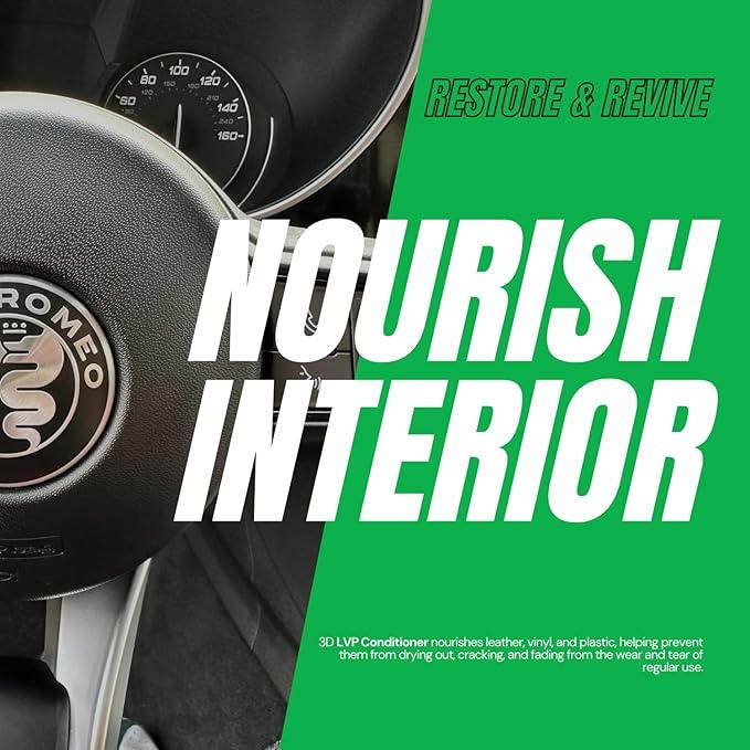 3D Leather, Vinyl & Plastic Conditioner | Restores, Conditions & Protects Car Interiors | Non-Greasy UV Protection for Seats, Steering Wheels, & Trim |16 oz - NeatNest