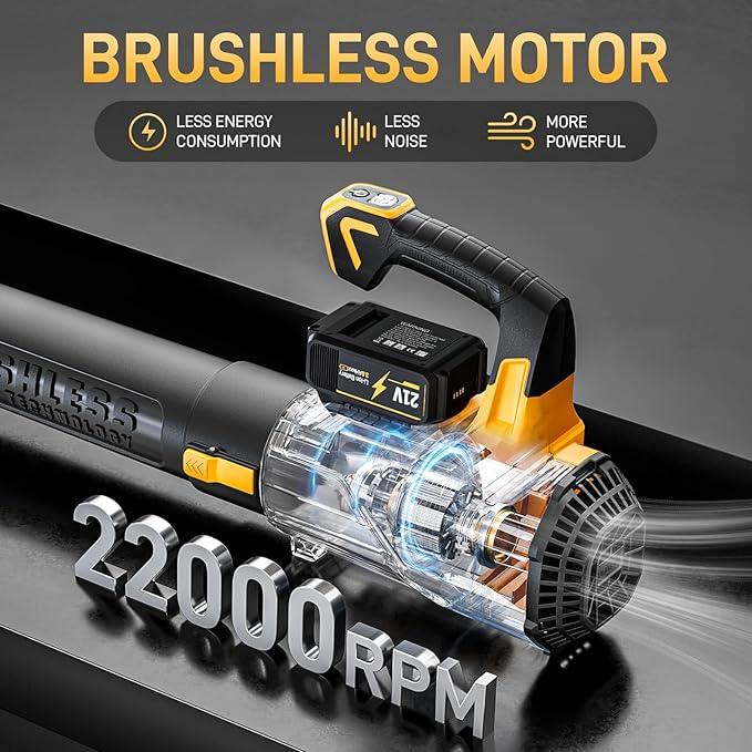 Leaf Blower Cordless, 21V Electric Blower with 2 3.0Ah Battery and Charger - Powered Air Blower 580CFM/160MPH - Lightweight Leaf Blower for Lawn Care, Patio Cleaning, Blowing Leaves and Dust - NeatNest