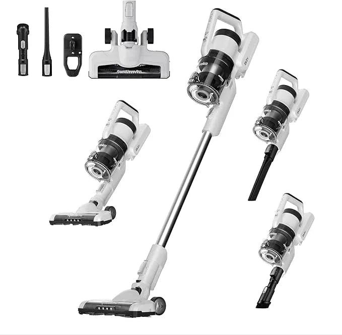 Eureka Cordless Vacuum Cleaner, Anti-Tangle Brushroll, Rechargeable Stick Vacuum, Lightweight for Carpet, Hard Floor, Pet Hair, White NEC280WH - NeatNest
