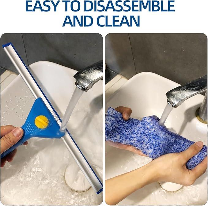 Professional Window Cleaning kit, 2-in-1 Window Squeegee with 51" Extension Poles, Suitable for Indoor & Outdoor Windows, High Glass, High Windows, Multi-Purpose Car Windshield Cleaning - NeatNest