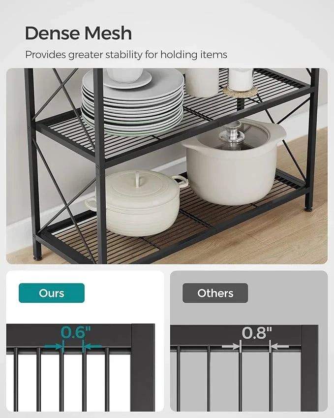 SONGMICS 3-Tier Metal Storage Rack with Wheels, Mesh Shelving Unit with X Side Frames, 31.5-Inch Width, for Entryway, Kitchen, Living Room, Bathroom, Industrial Style, Black UBSC183B01 - NeatNest
