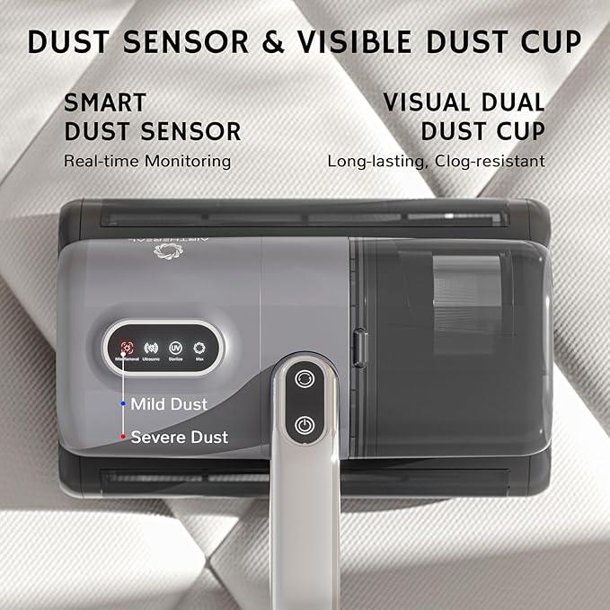 AIRTHEREAL M1 Mattress Vacuum Cleaner, 6 in 1 Bed Vacuum with High-Frequency Vibration - 80,000 RPM Dual Brushroll Rotation, UV-C Light, 14Kpa Suction, Dust Sensor, Ultrasonic and Heating Tech - NeatNest