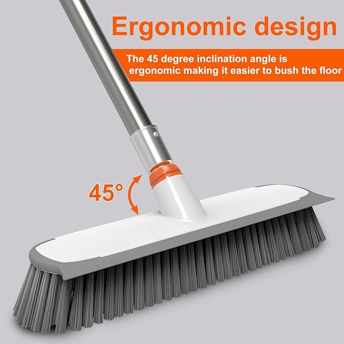 Heavy Duty Floor Scrub Brush and Grout Cleaner Tool with Long Handle Deck Brush with Stiff Bristles Outdoor Scrubber for Cleaning Deck Tile Kitchen Swimming Pool Bathroom(2 Pack Brush Head) - NeatNest